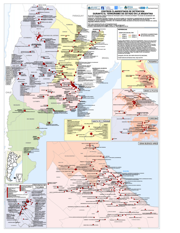 Mapa de los centros clandestinos de detención en Argentina 